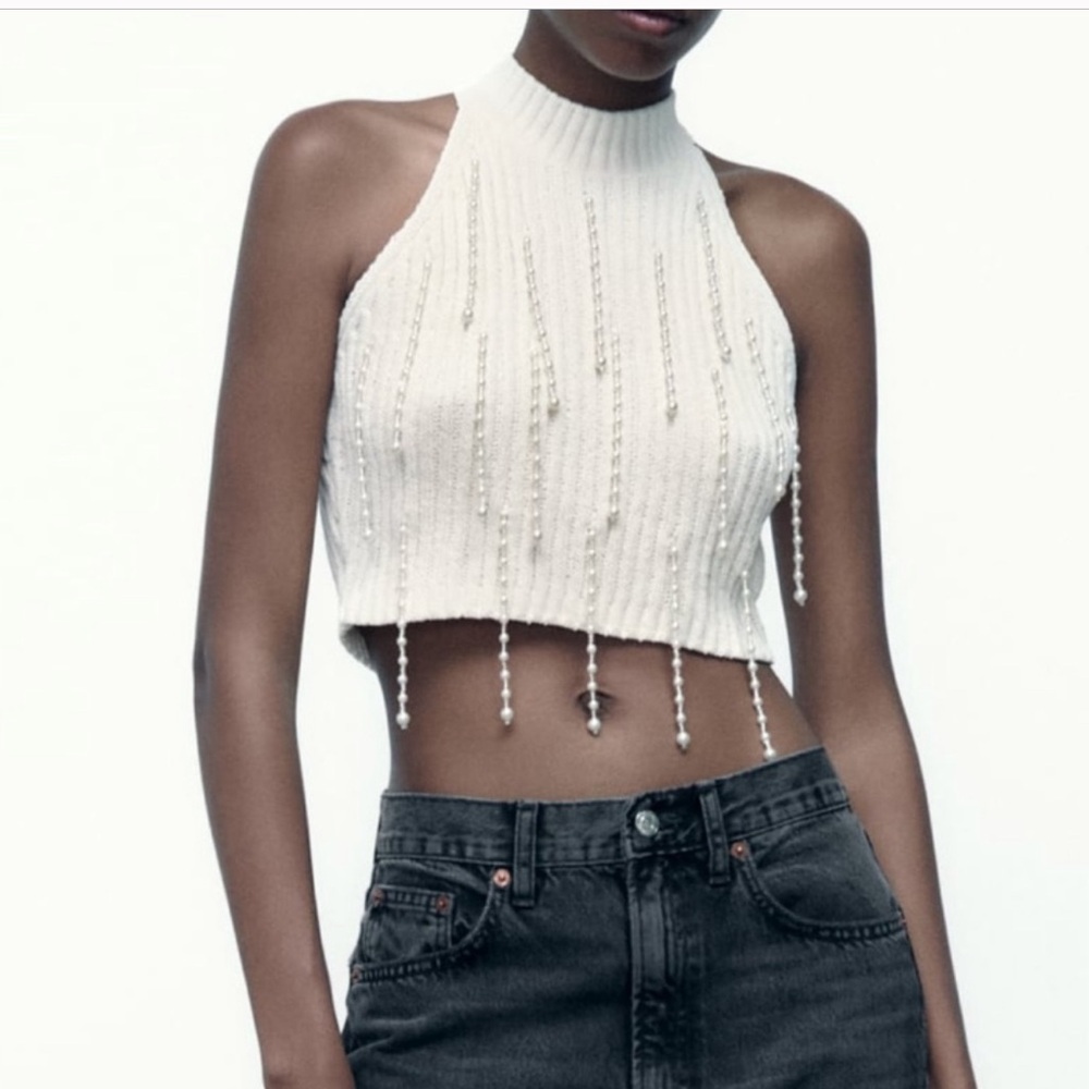 Zara pearl crop top